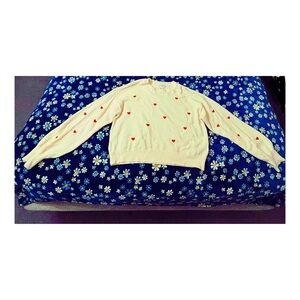 Jessica Simpson Cream Sweater with Red Hearts